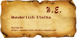 Wunderlich Etelka névjegykártya